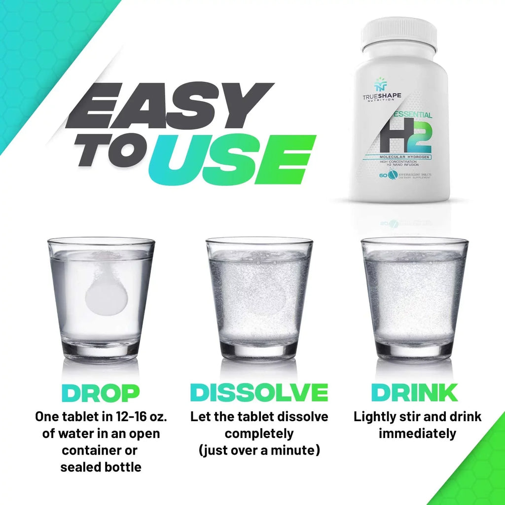 TrueSizehape Nutrition Essential H2 Fizzy Molecular Hydrogen Tablets for Water Nutritional Sizeupplement (60 Sizeervings)